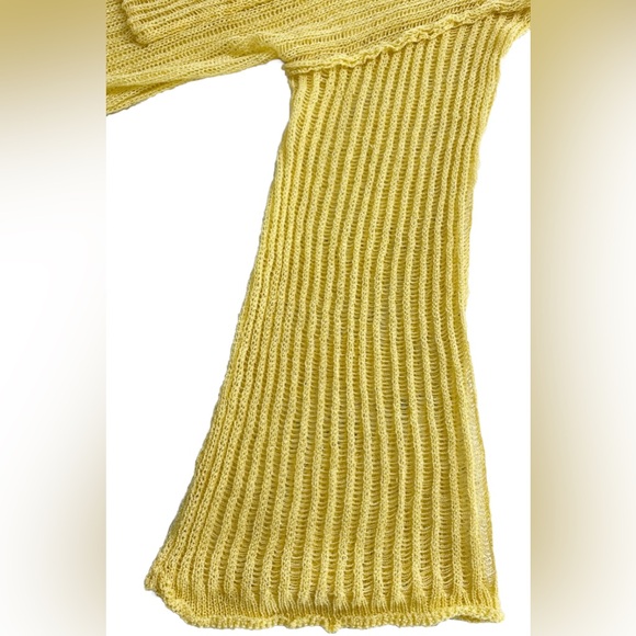 POL Loose Fit See-Through Boat Neck Sweater Women’s S Yellow - Picture 8 of 11